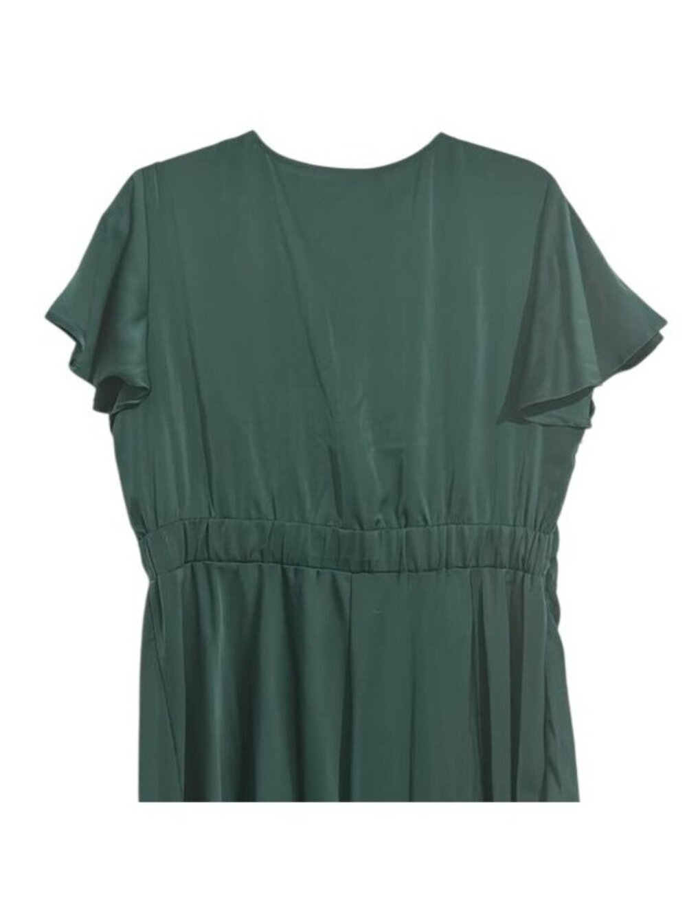 Womens Elegant Green Midi Dress XL Polyester Spandex Short Sleeve - Picture 6 of 11
